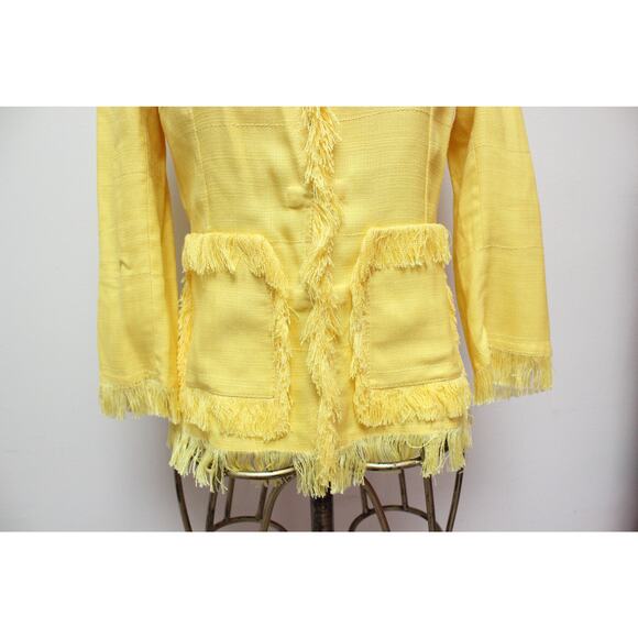 Dolce & Gabbana Bright Yellow Fringe Blazer Jacket Size 42/US 6 - Picture 2 of 6